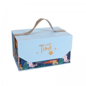 Thick paper packaging box with leather handle